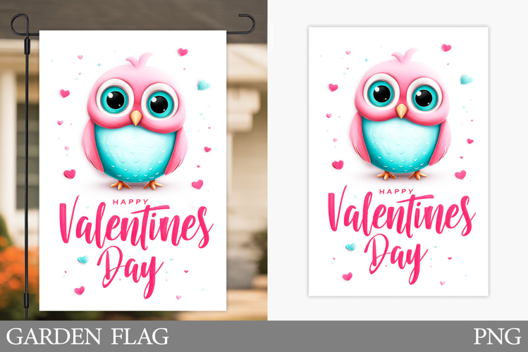 Valentines Owl Garden Flag. Valentines Garden Flag Design