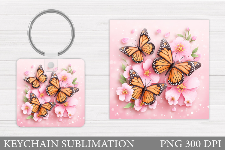 Butterflies Keychain Design. Butterfly Keychain Sublimation