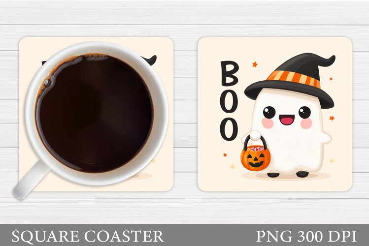 Boo Coaster Design. Halloween Sublimation example image 1
