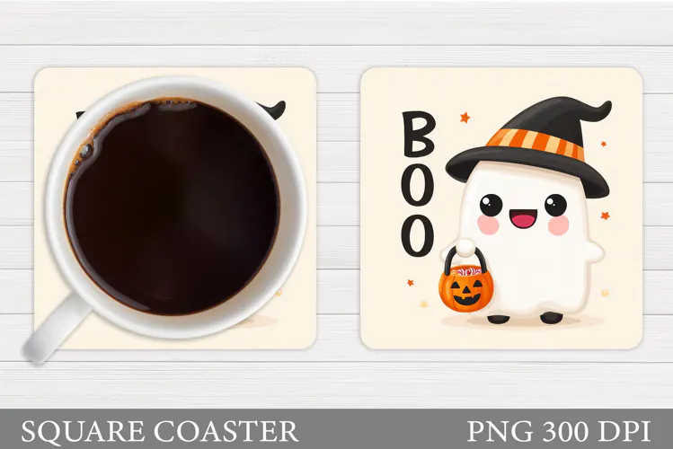 Boo Coaster Design. Halloween Sublimation