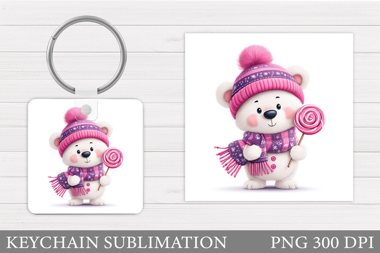Valentines Bear Keychain. Valentines Keychain Sublimation