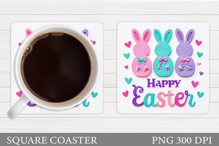 Easter Bunny Coaster Design. Easter Coaster Sublimation example image 1