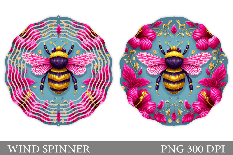 Bee Wind Spinner Sublimation. Flowers Wind Spinner Design