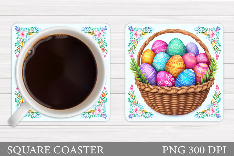 Easter Basket Coaster. Easter Eggs Coaster Design example image 1
