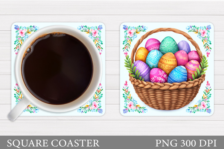 Easter Basket Coaster. Easter Eggs Coaster Design
