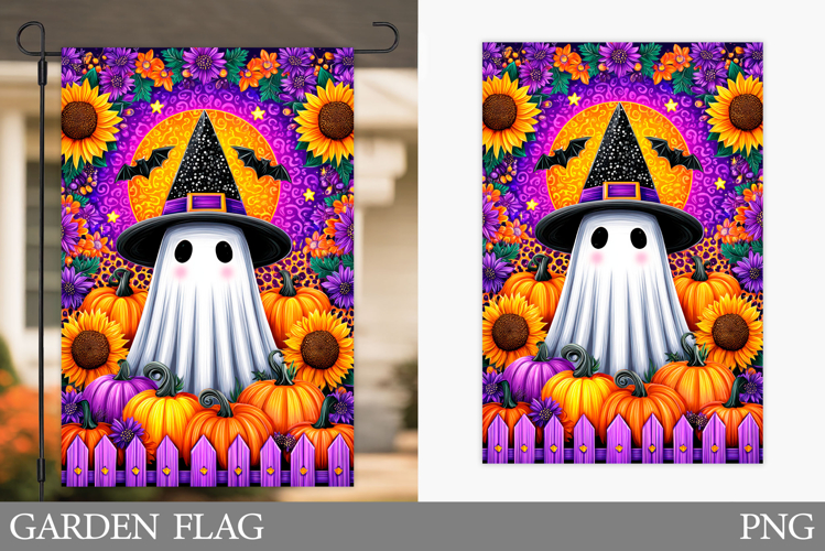 Ghost Garden Flag Sublimation. Halloween Garden Flag Design