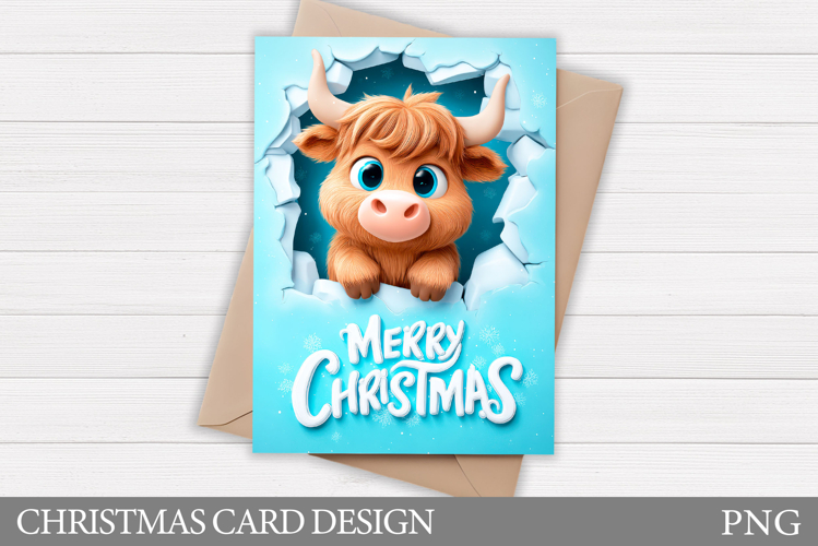Christmas Cow Card Printable. Christmas Card Design