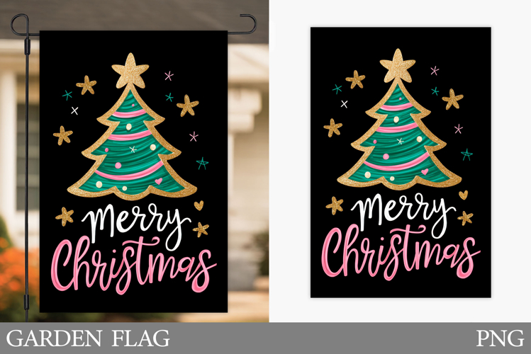 Christmas Tree Garden Flag. Christmas Garden Flag Design