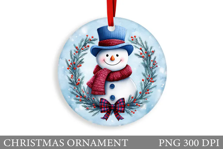 Snowman Christmas Ornament. Christmas Ornament Sublimation