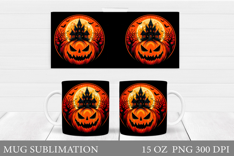 Halloween Pumpkin Mug Design. Halloween Mug Sublimation