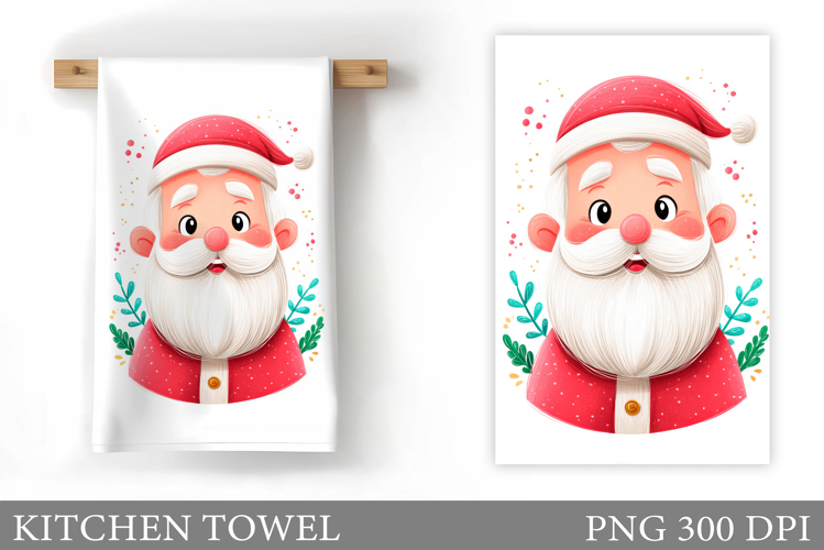 Santa Claus Kitchen Towel. Christmas Kitchen Towel Design