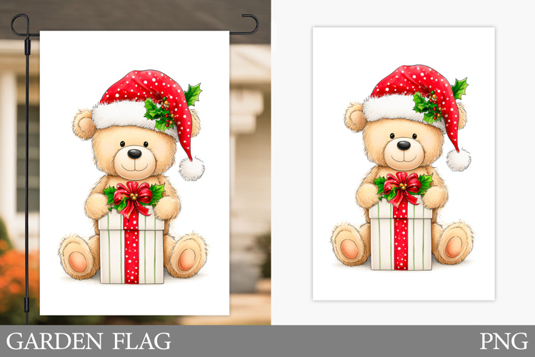 Christmas Bear Garden Flag. Christmas Garden Flag Design