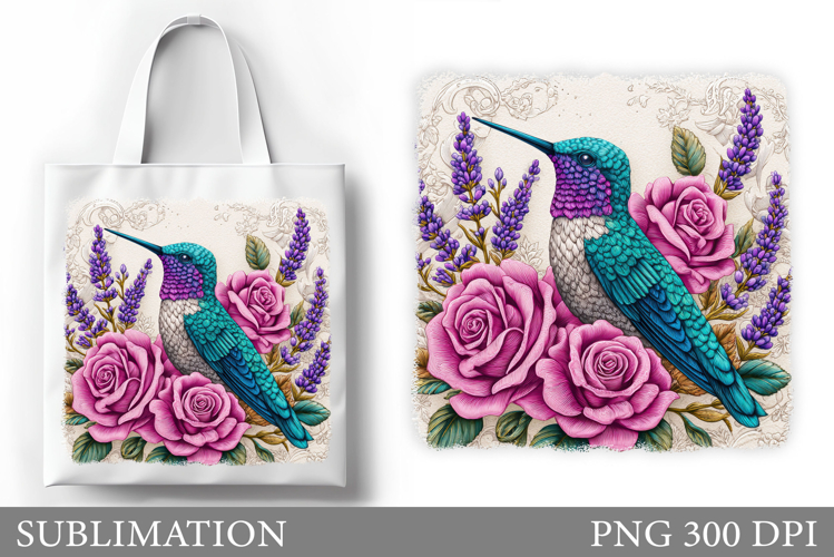 Hummingbird Tote Bag Design. Hummingbird Sublimation