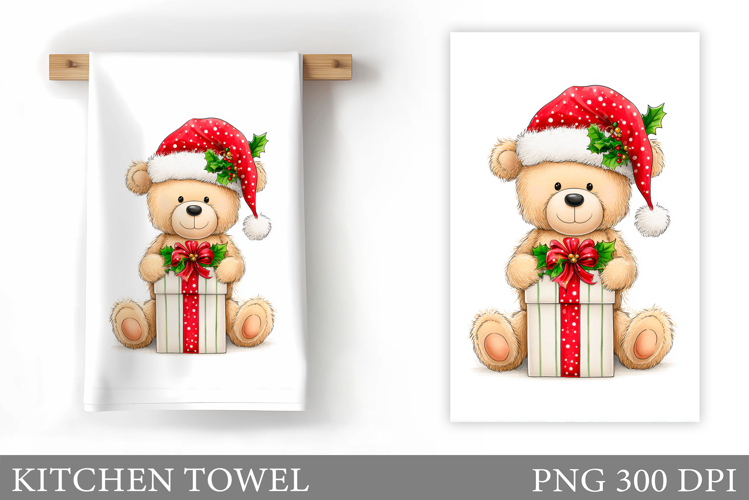 Christmas Bear Kitchen Towel. Christmas Kitchen Towel Design