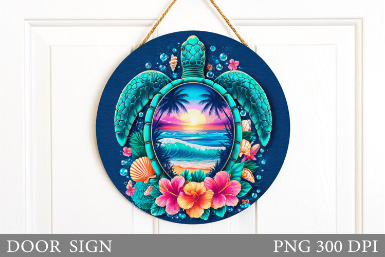 Sea Turtle Door Sign Design. Sea Sublimation example image 1