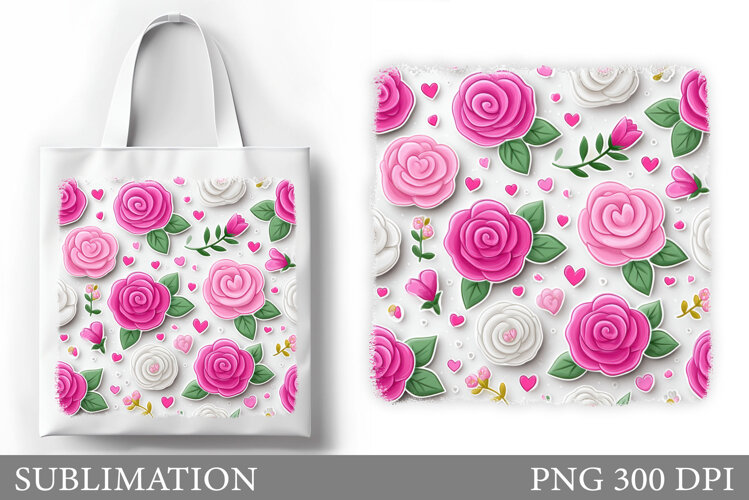 Roses Tote Bag Design. Flowers Roses Sublimation example image 1