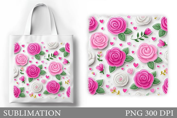 Roses Tote Bag Design. Flowers Roses Sublimation