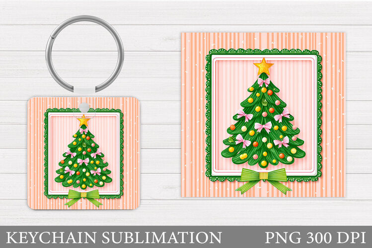Christmas Tree Keychain. Christmas Keychain Sublimation example image 1