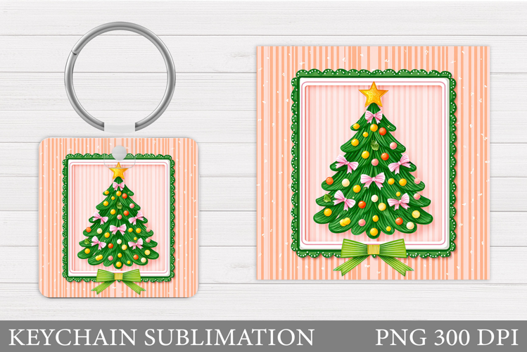Christmas Tree Keychain. Christmas Keychain Sublimation