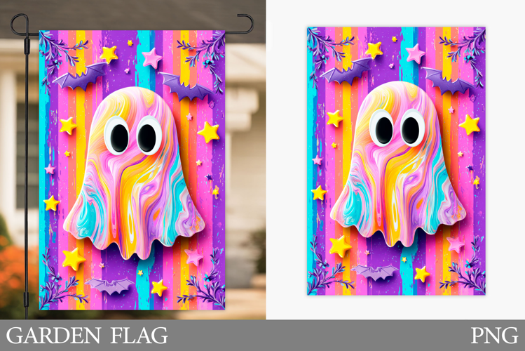 Ghost Garden Flag Sublimation. Halloween Garden Flag Design
