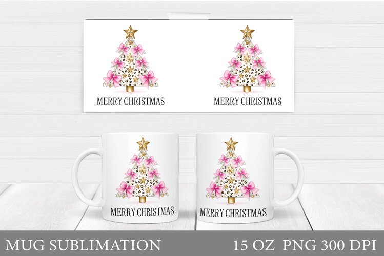 Merry Christmas Mug Design. Christmas Tree Sublimation example image 1