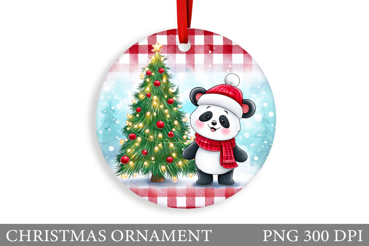 Cute Panda Christmas Ornament. Christmas Panda Sublimation
