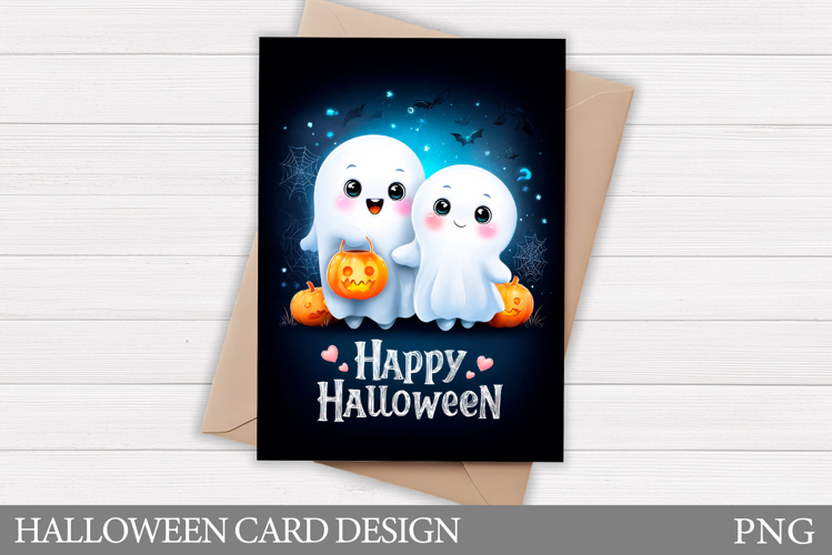 Cute Halloween Card Printable. Halloween Ghost Card Design