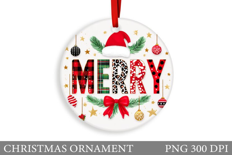 Christmas Ornament Sublimation. Merry Christmas Ornament example image 1
