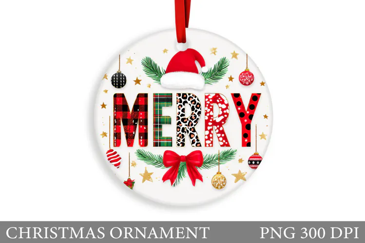 Christmas Ornament Sublimation. Merry Christmas Ornament
