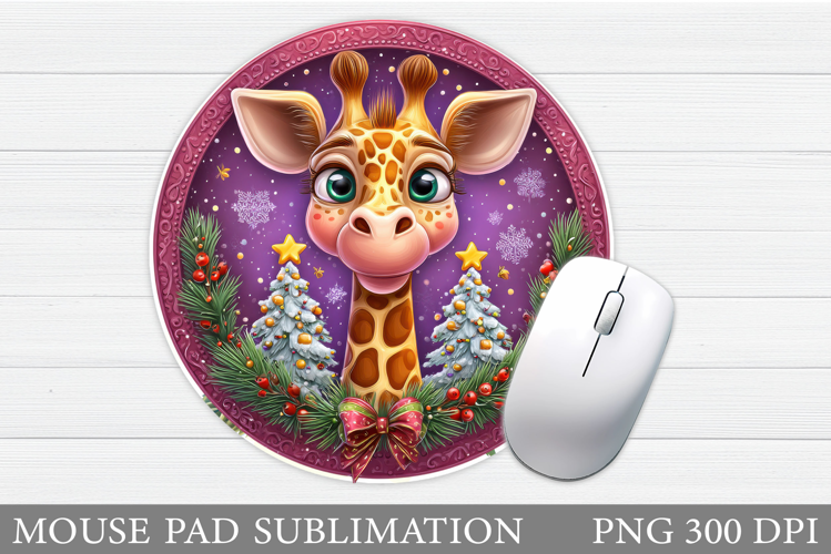 Cute Giraffe Mouse Pad Design. Christmas Mouse Pad