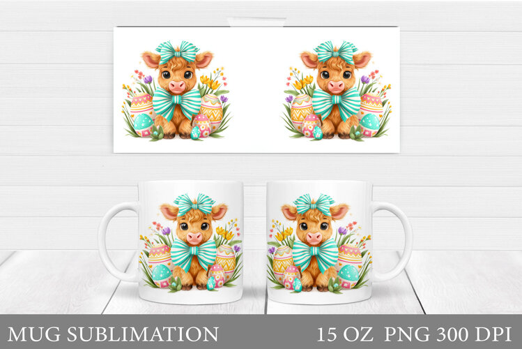 Easter Cow Mug Sublimation. Easter Mug Design example image 1