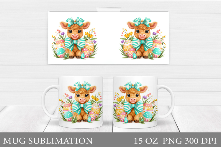 Easter Cow Mug Sublimation. Easter Mug Design