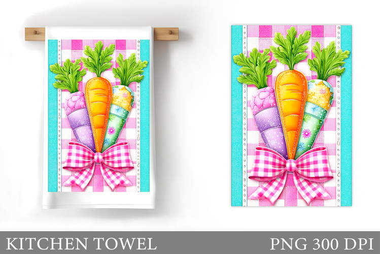 Carrot Kitchen Towel Design. Flowers Kitchen Towel