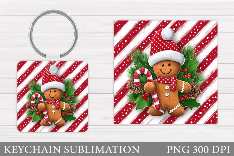 Cute Gingerbread Keychain. Christmas Keychain Sublimation example image 1