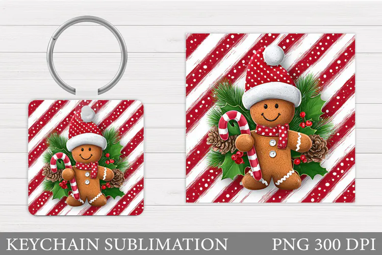Cute Gingerbread Keychain. Christmas Keychain Sublimation
