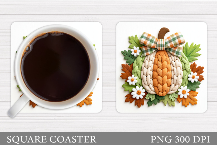 Crochet Pumpkin Coaster. Fall Coaster Sublimation