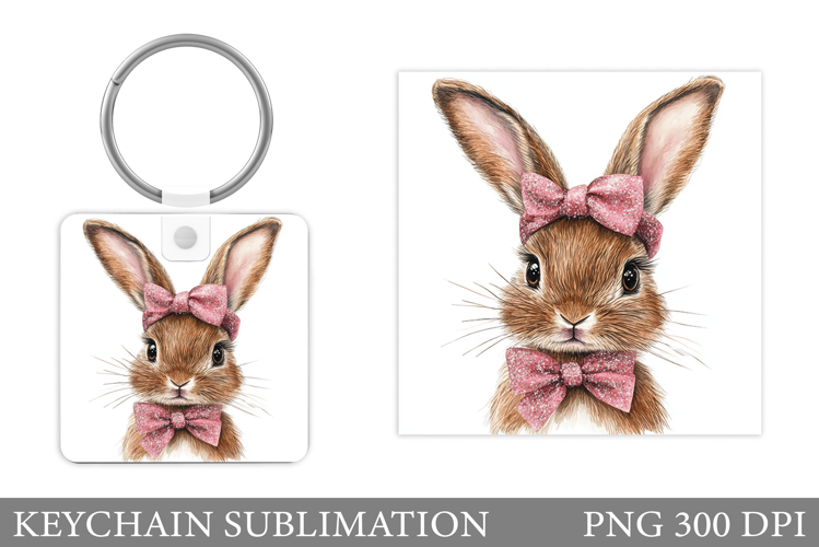 Cute Bunny Keychain Design. Cute Bunny Sublimation