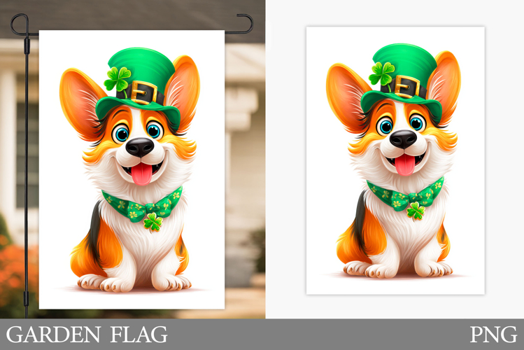 St Patrick Dog Garden Flag. St Patrick Garden Flag Design