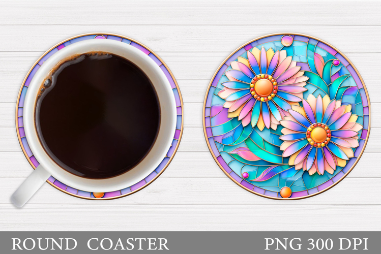 Flowers Coaster Design. Floral Coaster Sublimation