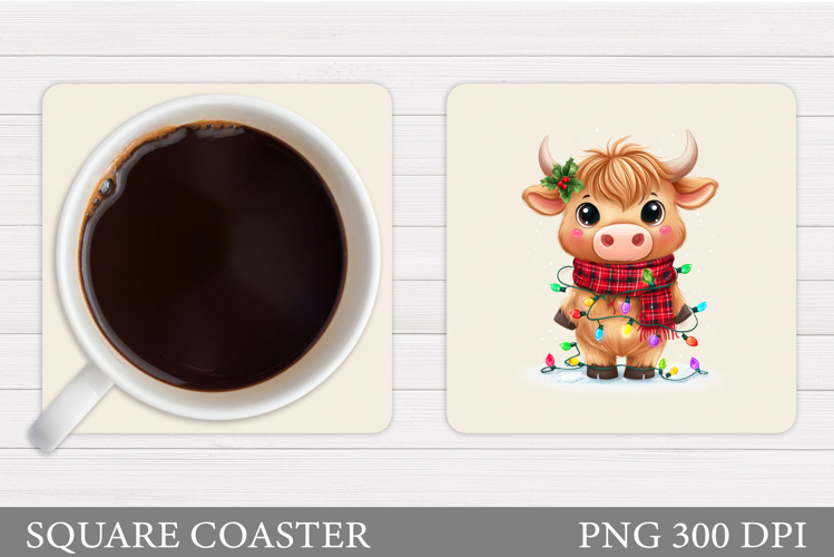 Christmas Cow Coaster. Christmas Cow Coaster Sublimation