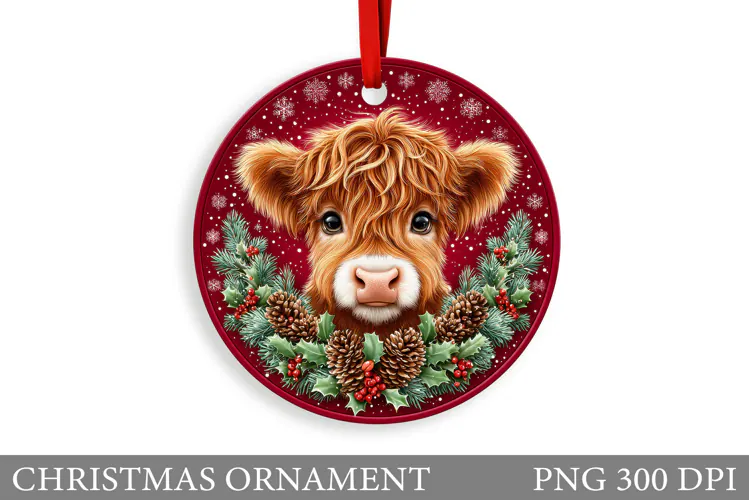 Cute Cow Christmas Ornament. Christmas Ornament Sublimation