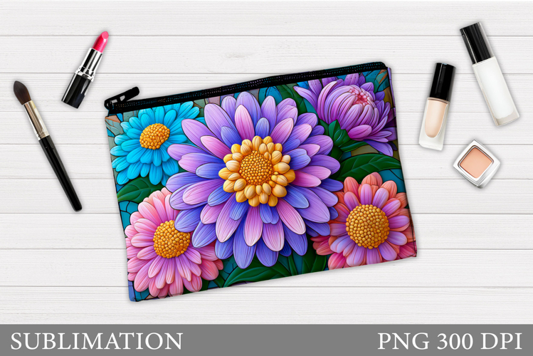 Flowers Makeup Bag Design. Floral Cosmetics Bag Sublimation example image 1