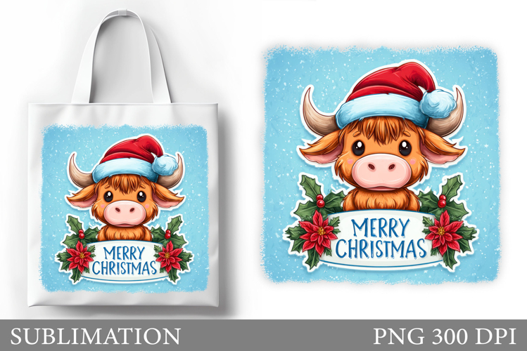 Christmas Cow Tote Bag. Christmas Tote Bag Sublimation