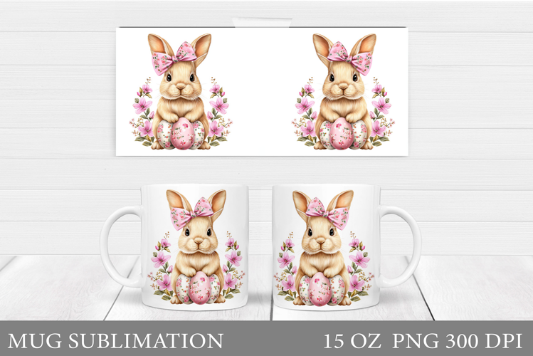 Easter Bunny Mug Design. Easter Mug Wrap Sublimation