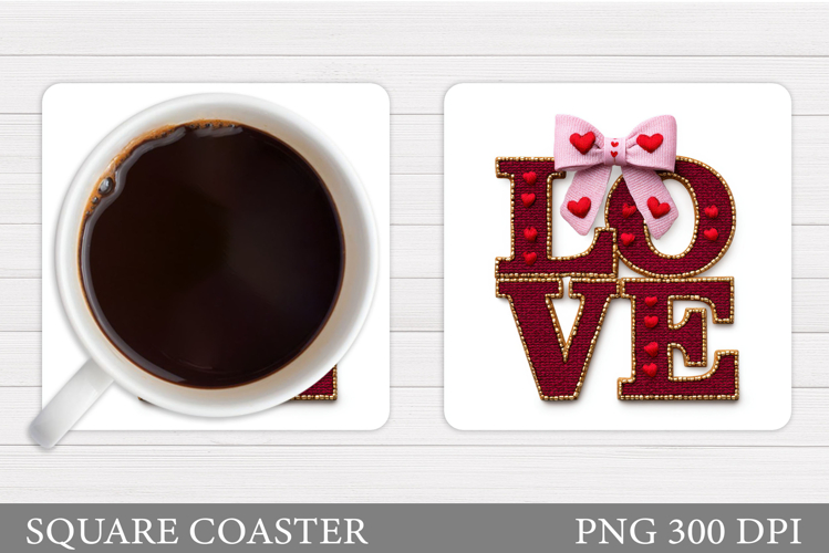 Love Coaster Sublimation. Valentines Coaster Design