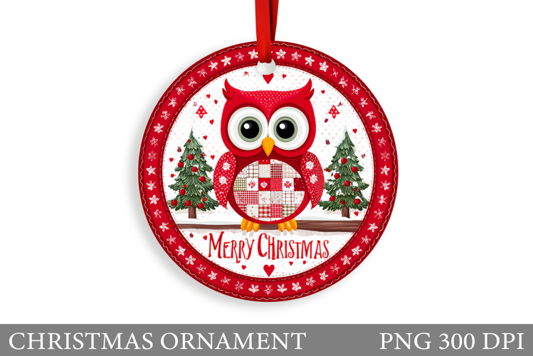 Cute Owl Christmas Ornament. Christmas Ornament Sublimation