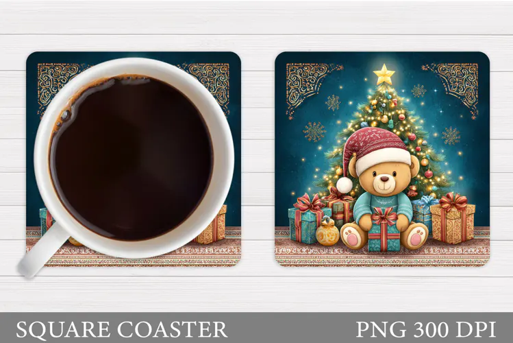 Christmas Bear Coaster Design. Christmas Coaster Sublimation