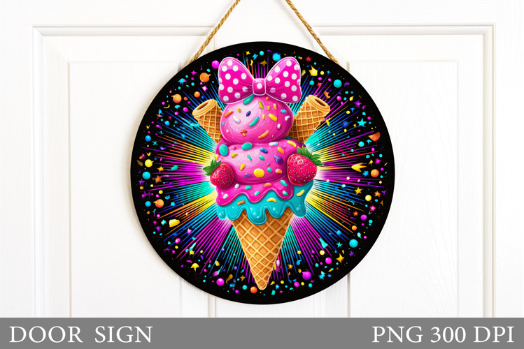 Ice Cream Door Sign Design. Summer Door Sign Sublimation