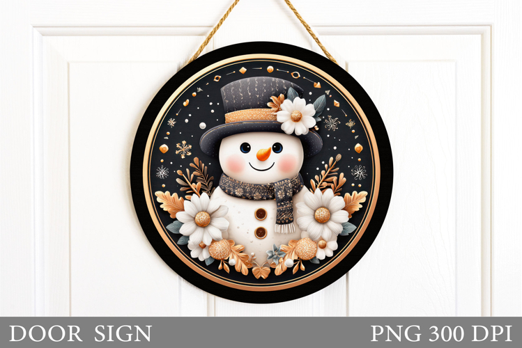 Cute Snowman Door Sign Design. Christmas Sublimation