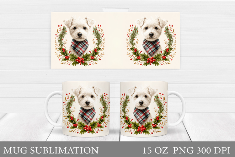Christmas Dog Mug Design. Christmas Mug Sublimation